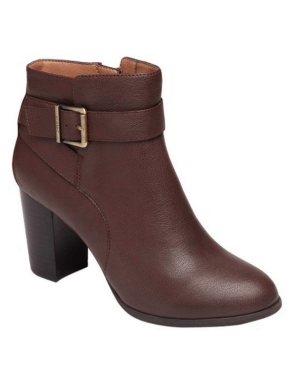 Vionic Alison Dark Brown Leather Ankle Boot with Buckle Water Resistant 8.5